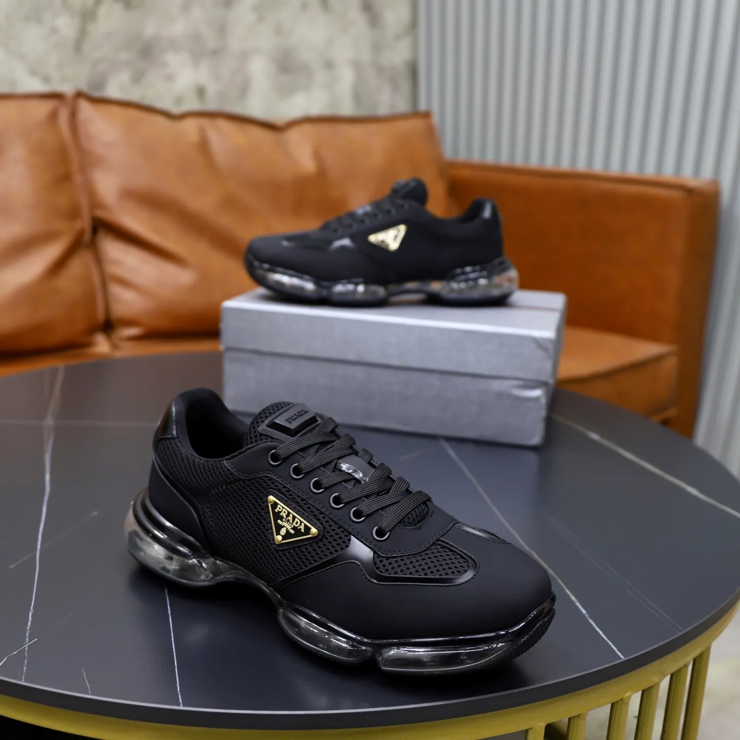 Men's shoes 💰660💰PRADA] Men's shoes are popular in the counter, high-quality shipments ✔️Official website synchronization, original imported cowhide with comfortable mesh surface + cowhide lining, 1⃣️:1⃣️reproduction, original factory air-cushioned original sole, 38-45